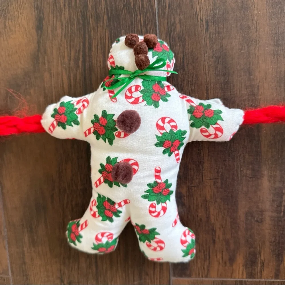 VTG Christmas Hand Sewn Fabric Gingerbread Men Garland;Extra Long 13 Feet (156”)